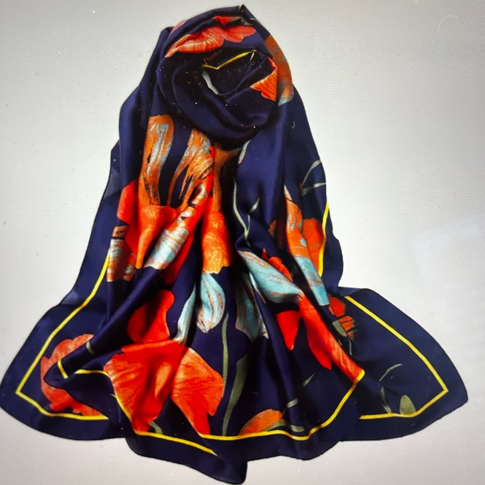 Blue Floral Scarf by Youzey